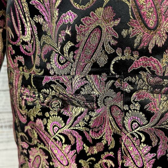 Robert Louis Oriental Asian Jacket Blazer size Medium Pink Gold Paisley Silk - Picture 9 of 12